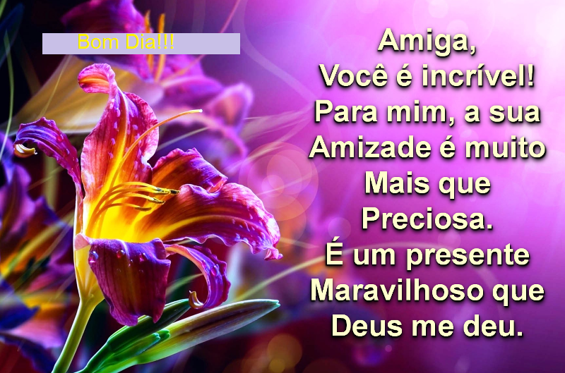 Bom dia, amiga você é incrível