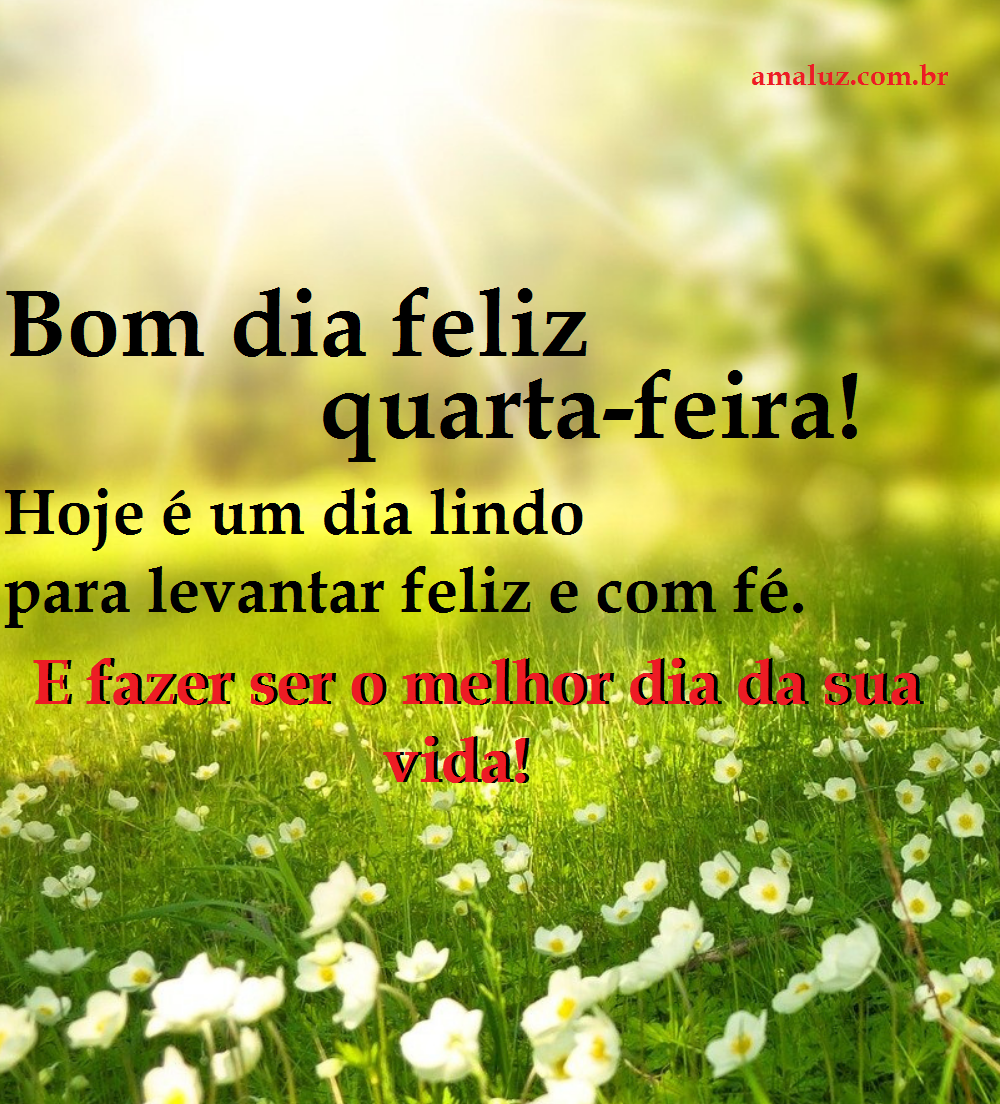 Bom dia feliz quarta feira! Que hoje seja o melhor dia da sua vida