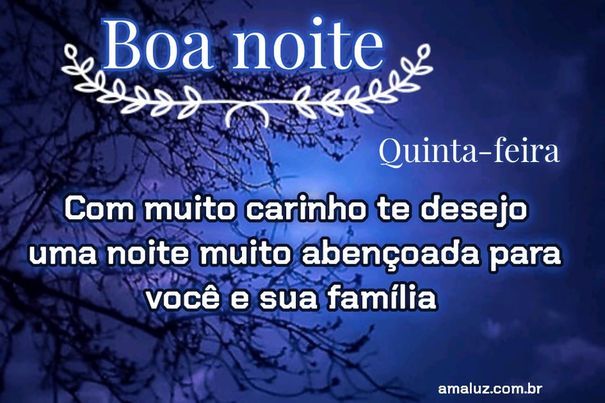 Boa noite com carinho lhe desejo.