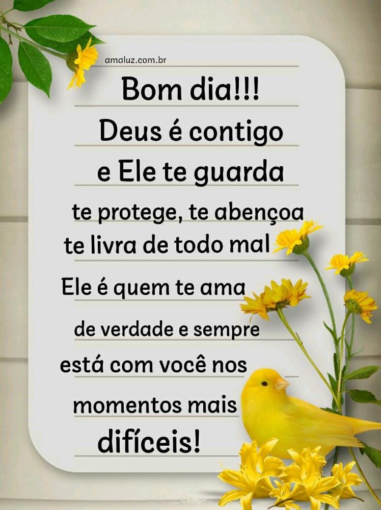 Bom dia Deus é com tigo ele te gauarda e te protege! Bom dia para amigos dos status