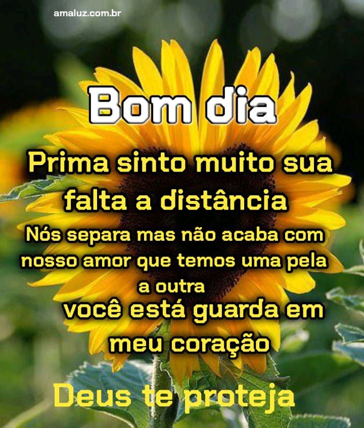 Bom dia prima sinto sua falta mas em breve nos veremos