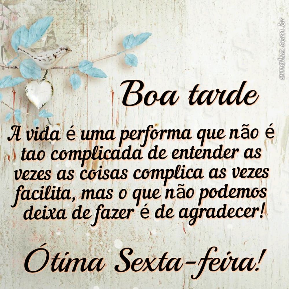 boa tarde não podemos deixar de agradecer ótima sexta feira