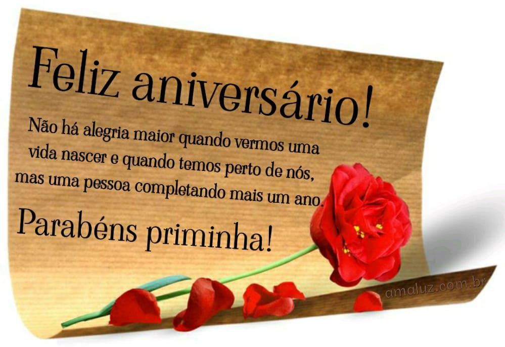 feliz aniversario parabéns priminha