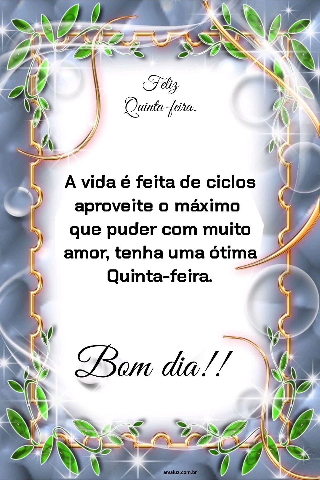 Bom dia a vida é feita de ciclos.
