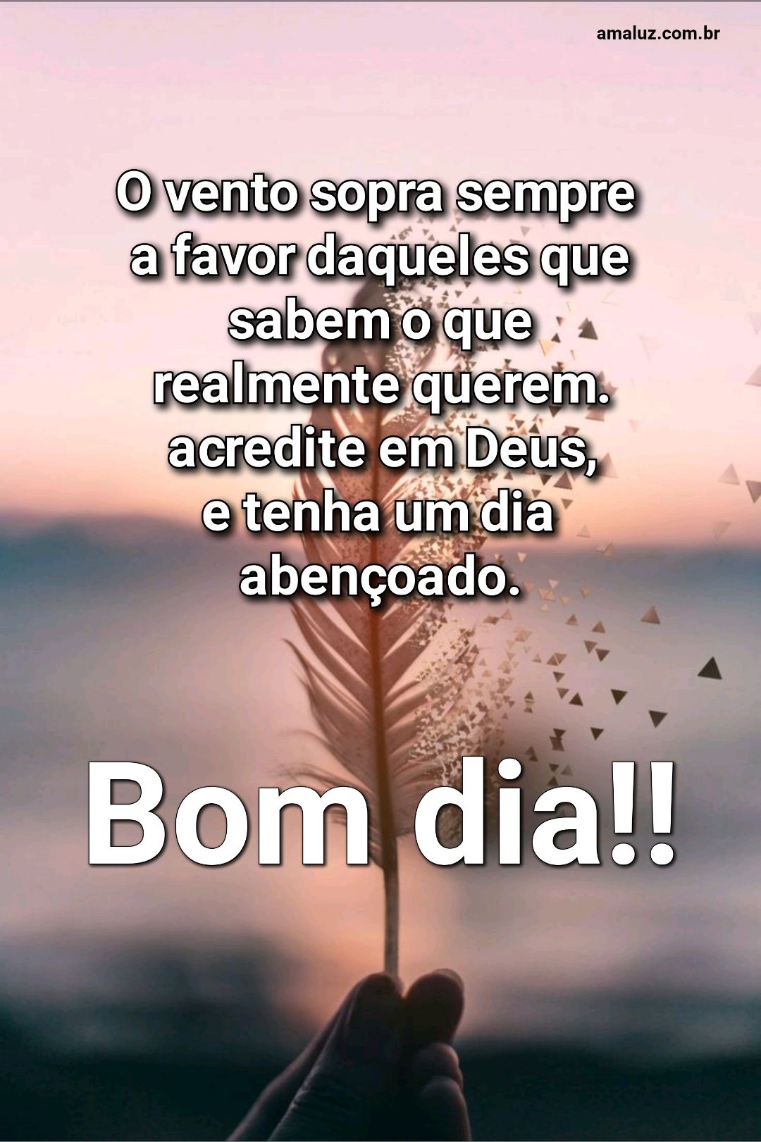 Bom dia, o vento sopra sempre a favor daqueles que sabem o que realmente querem.