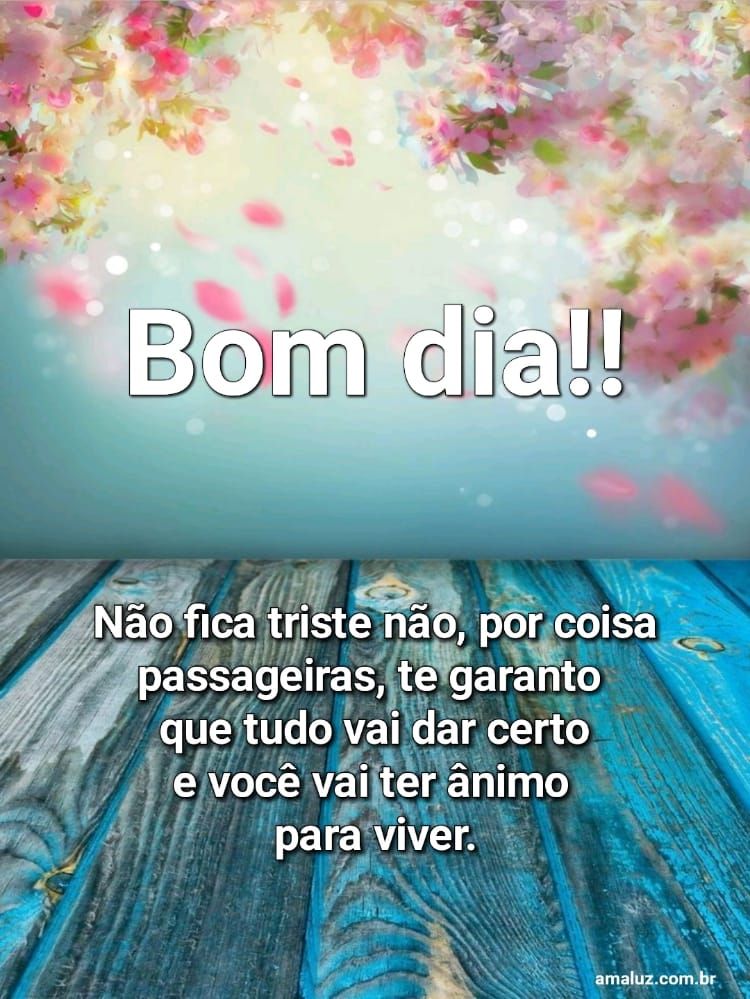 Não fique triste por coisas passageiras bom dia