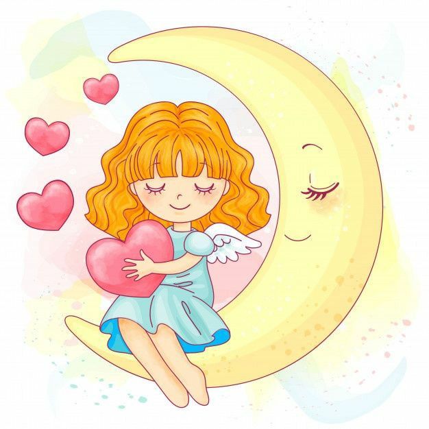 anjinho na lua com coração