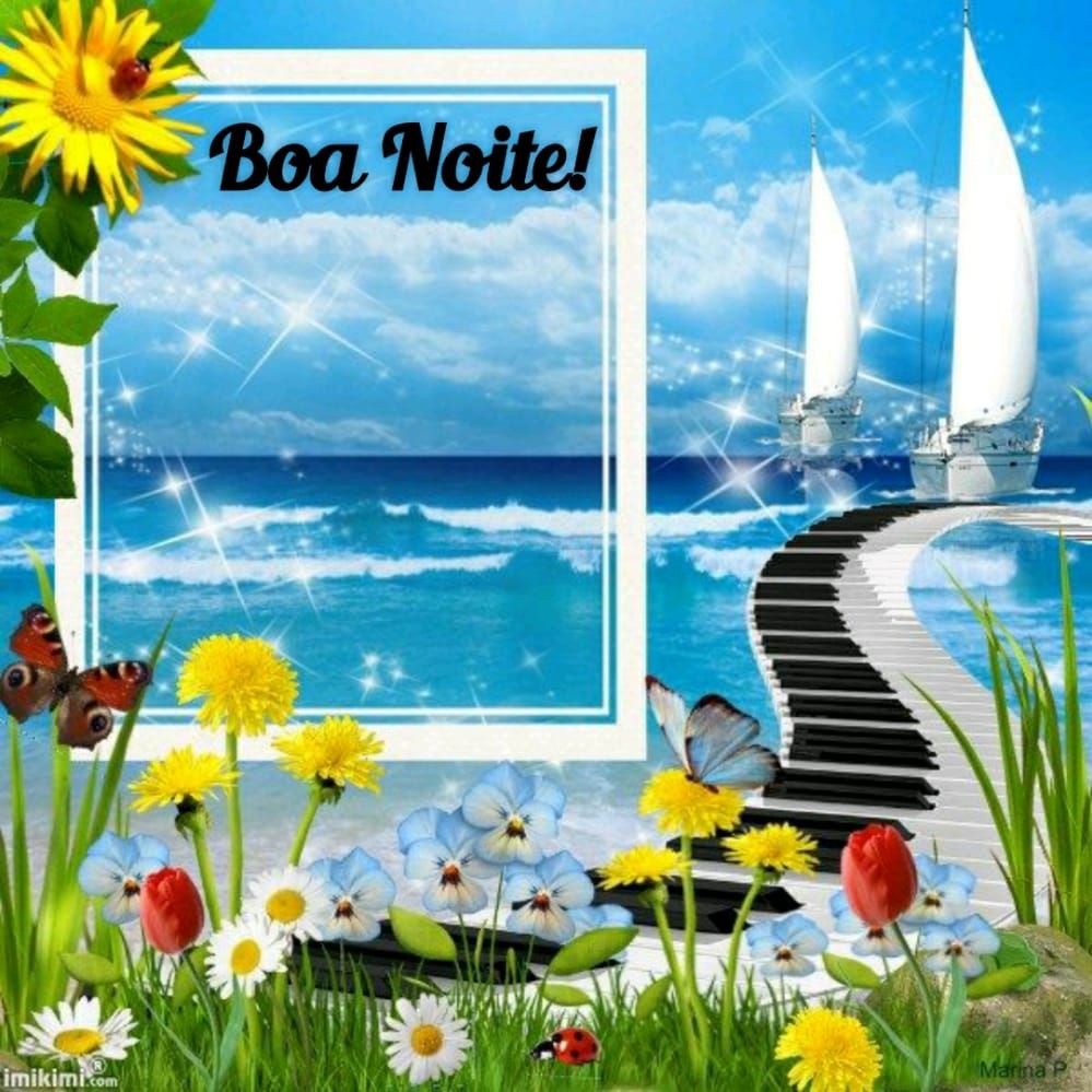 boa noite com imagem de navil jardim e piano