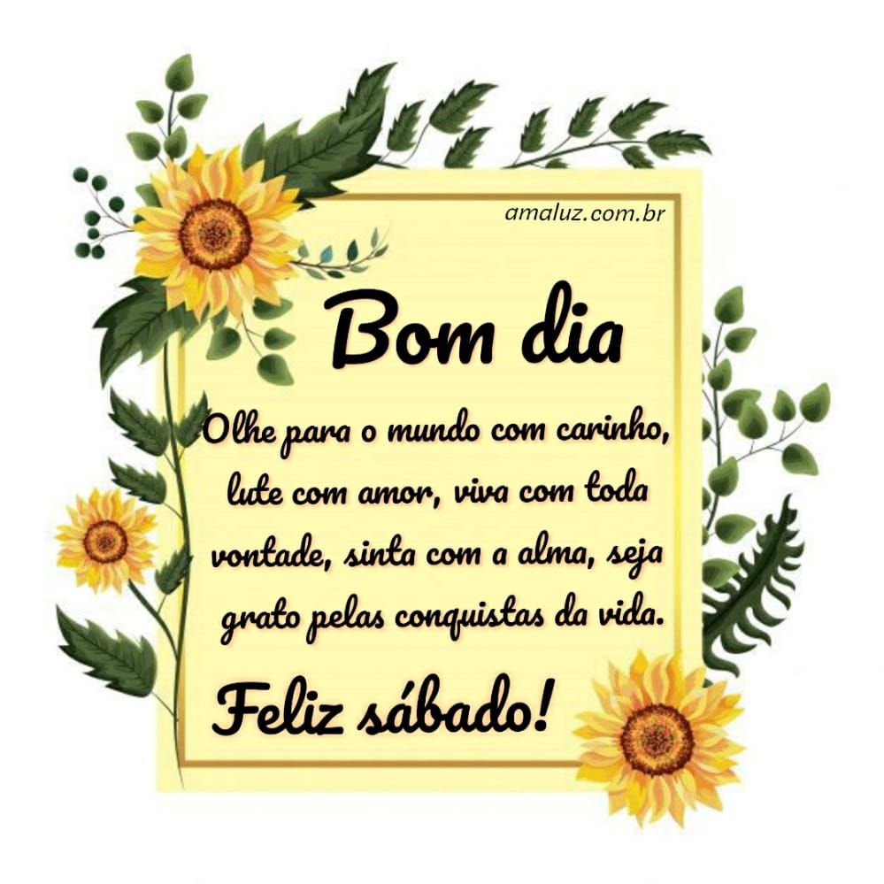 bom dia olhe para o mundo com carinho feliz sábado