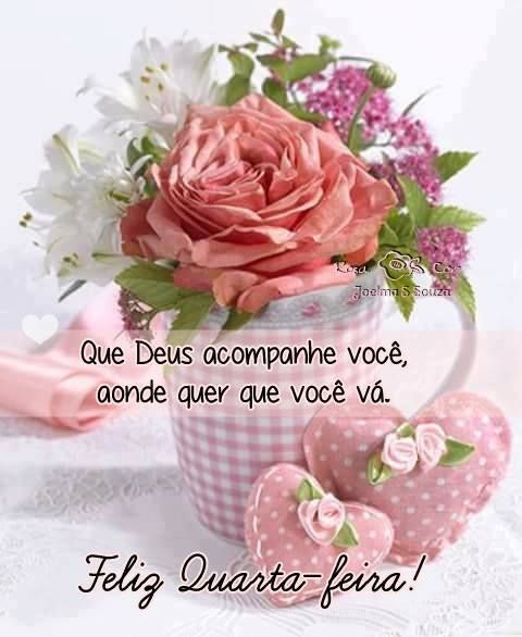 Bom dia feliz quarta feira! flores vesso e corações bonitos