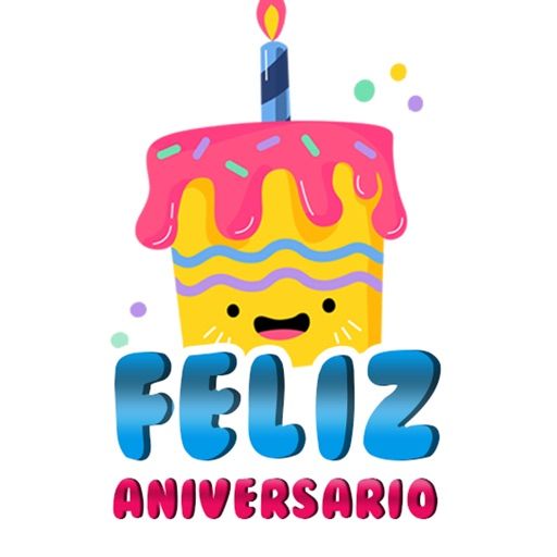 feliz aniversario com figurinhas de bolo