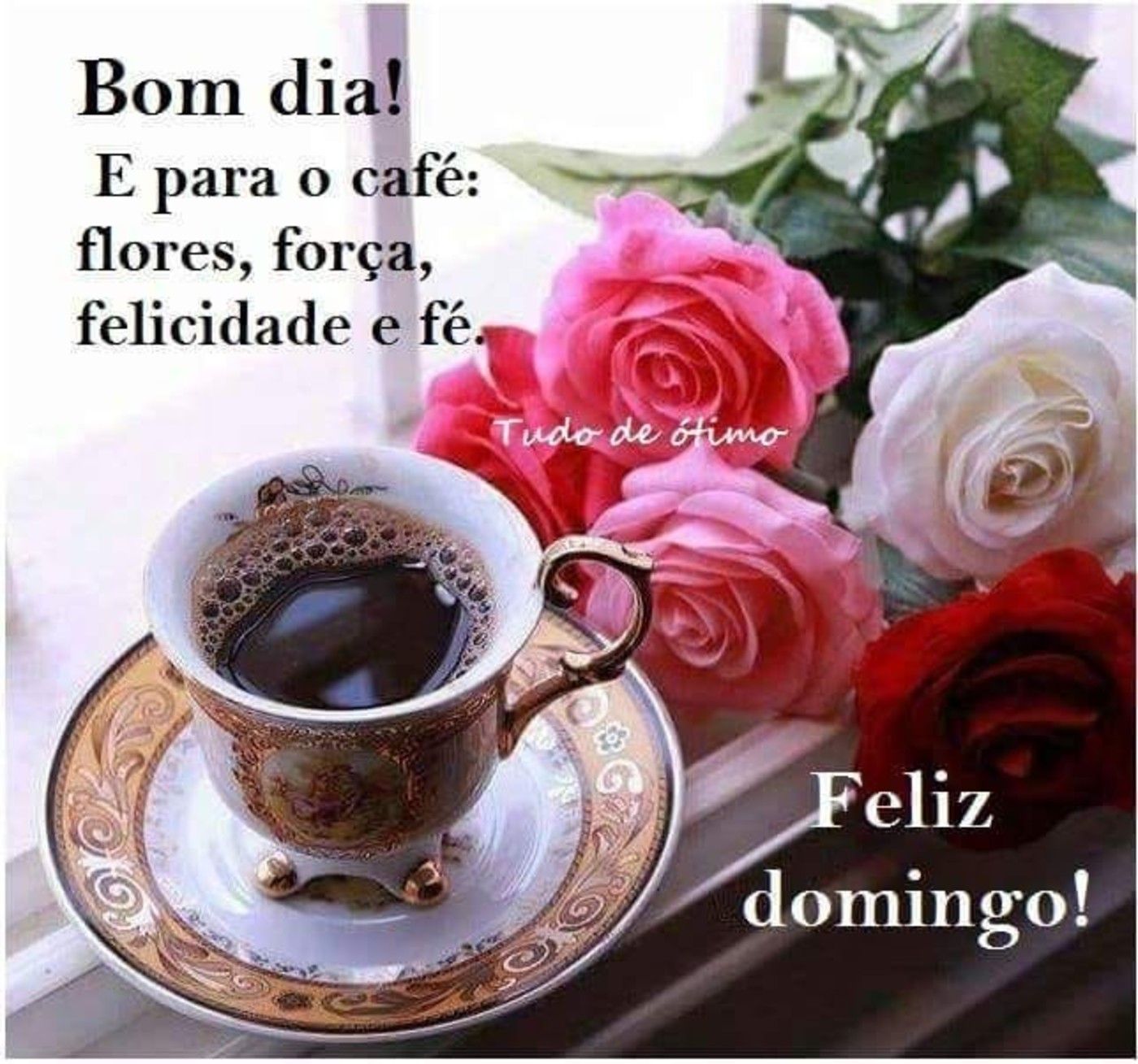 bom dia e pra hoje cfé flores e força feliz domingo