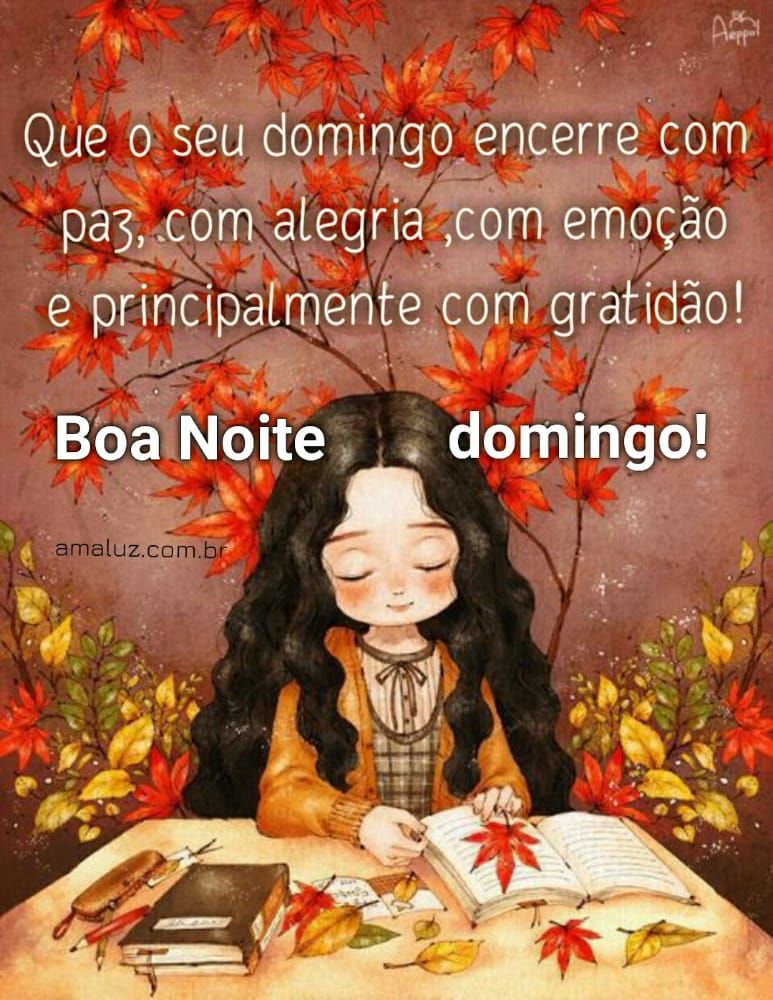 que o seu domingo encerre com paz boa noite
