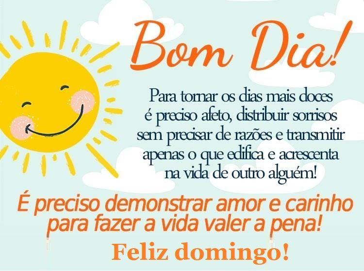 Bom dia feliz domingo com amor e carinho
