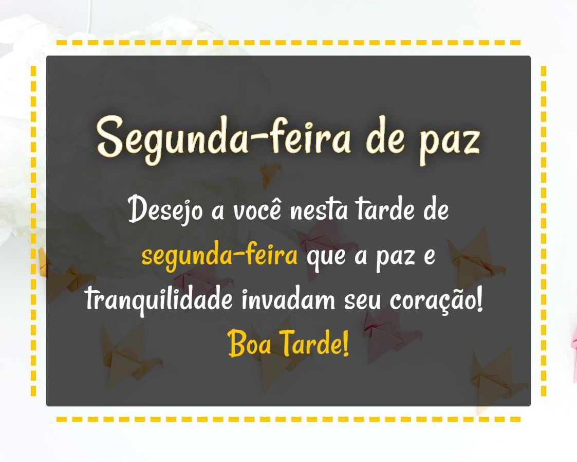 Segunda feira de muita paz