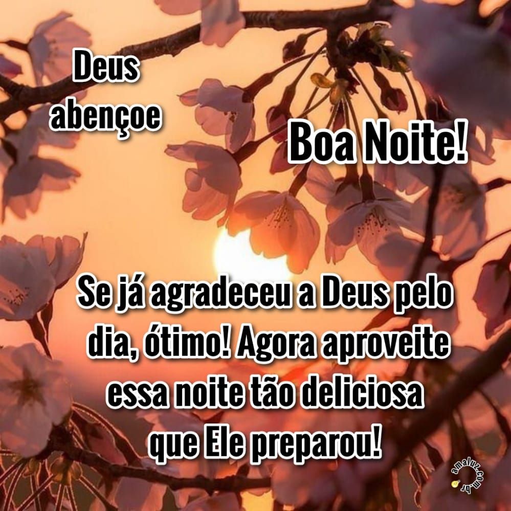 se já agradeceu pelo dia, ótimo boa noite