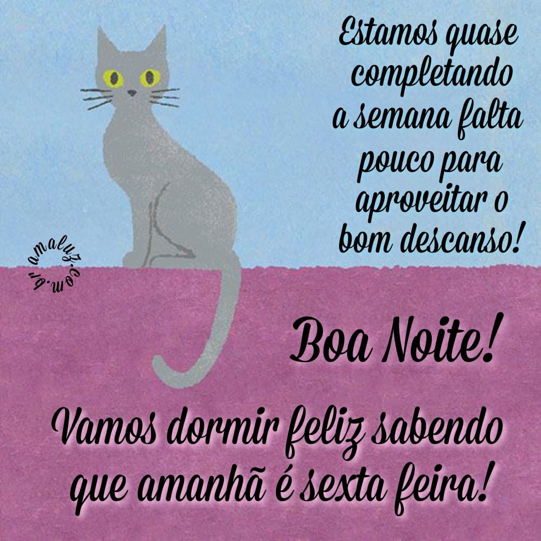 Dormir feliz sabendo que amanhã é sexta feira, boa noite.