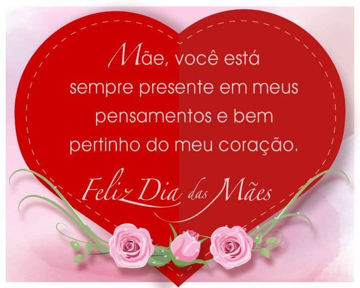 cartão de coração dia das mães