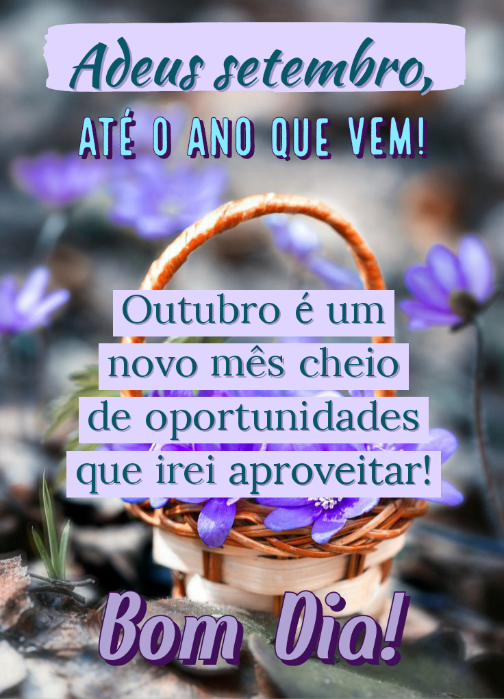 Adeus setembro até o ano que vem bem vindo outubro
