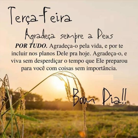 agradeça sempre a Deus por tudo bom dia e feliz terça feira