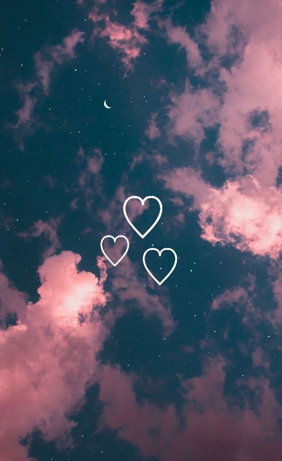 Wallpaper corações com céu