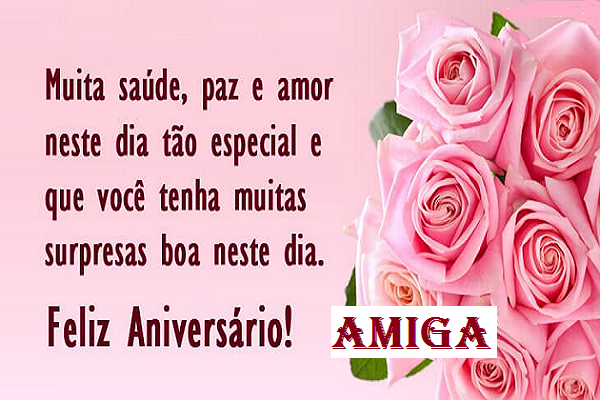 Feliz aniversário com rosas para amiga